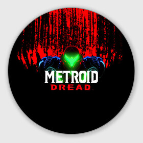 Круглый коврик для мышки с принтом Metroid Dread Самус Аран и потеки крови в Петрозаводске, резина и полиэстер | круглая форма, изображение наносится на всю лицевую часть | Тематика изображения на принте: aran | dread | mercurysteam | metroid | nintendo | samus | samus aran | самус аран