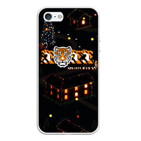 Чехол для iPhone 5/5S матовый с принтом Ночной новогодний город 2022 год тигра в Петрозаводске, Силикон | Область печати: задняя сторона чехла, без боковых панелей | 2022 | год тигра | новый год | новый год 2022 | символ года | тигр | тигренок | тигрица | тигры