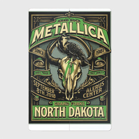 Магнитный плакат 2Х3 с принтом Metallica - North Dakota playbill в Петрозаводске, Полимерный материал с магнитным слоем | 6 деталей размером 9*9 см | dudes | falcon | group | guys | hard rock | horns | metallica | music | playbill | skull | thrash metall | usa | афиша | группа | металлика | музыка | парни | рога | сокол | сша | тяжёлый рок | череп | чуваки