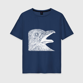 Женская футболка хлопок Oversize с принтом Крик белого ворона в Петрозаводске, 100% хлопок | свободный крой, круглый ворот, спущенный рукав, длина до линии бедер
 | белая ворона | ворон | ворона | депрессия | злая птичка | птица | птичка | рисунок | ярость