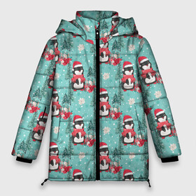 Женская зимняя куртка Oversize с принтом Пингвинчики новый год в Петрозаводске, верх — 100% полиэстер; подкладка — 100% полиэстер; утеплитель — 100% полиэстер | длина ниже бедра, силуэт Оверсайз. Есть воротник-стойка, отстегивающийся капюшон и ветрозащитная планка. 

Боковые карманы с листочкой на кнопках и внутренний карман на молнии | 2022 | год тигра | новый год | новый год 2022 | символ года | тигр | тигренок | тигрица | тигры