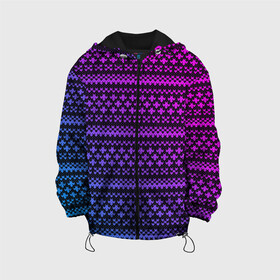 Детская куртка 3D с принтом НЕОНОВЫЙ СВИТЕР NEON SWEATER в Петрозаводске, 100% полиэстер | застежка — молния, подол и капюшон оформлены резинкой с фиксаторами, по бокам — два кармана без застежек, один потайной карман на груди, плотность верхнего слоя — 90 г/м2; плотность флисового подклада — 260 г/м2 | knitted | neon | sweater | вязанный | вязаный | градиент | неон | свитер