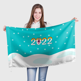 Флаг 3D с принтом Надпись 2022 Новый год в Петрозаводске, 100% полиэстер | плотность ткани — 95 г/м2, размер — 67 х 109 см. Принт наносится с одной стороны | 2022 | год тигра | новый год | новый год 2022 | символ года | тигр | тигренок | тигрица | тигры