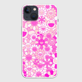 Чехол для iPhone 13 с принтом MURAKAMI PINK МУРАКАМИ РОЗОВЫЙ в Петрозаводске,  |  | cute flowers | flower superflat | flowers | murakami | pop art | superflat | takashi murakami | милые цветочки | мураками | ромашки | такаси мураками | такаши мураками | цветочки | цветы