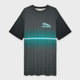 Платье-футболка 3D с принтом Jaguar blue neon theme в Петрозаводске,  |  | auto | cars | jaguar | авто | автобренды | автомобили | машины | ягуар