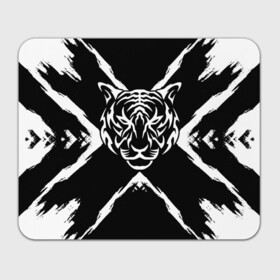 Прямоугольный коврик для мышки с принтом Tiger Black & White Черно-белый Тигр в Петрозаводске, натуральный каучук | размер 230 х 185 мм; запечатка лицевой стороны | cat | tiger | год тигра | зверь | кошка | символ года | тигр | хищник