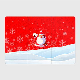Магнитный плакат 3Х2 с принтом Дед Мороз с подарочным конвертом в Петрозаводске, Полимерный материал с магнитным слоем | 6 деталей размером 9*9 см | Тематика изображения на принте: 2022 | merry christmas | год тигра | дед мороз | зима близко | мороз | нг | новогодний | новогодний тигр | новогодняя символика | новый год | новый год 2022 | рождество | символ 2022 года | снег | снежинки | тигр