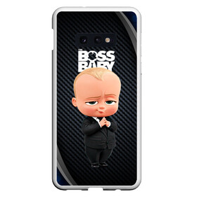 Чехол для Samsung S10E с принтом BOSS black blue в Петрозаводске, Силикон | Область печати: задняя сторона чехла, без боковых панелей | Тематика изображения на принте: baby | boss | boss baby | босс | босс молокосос | маленький босс | малыш | мальчик | молокосос | ребенок