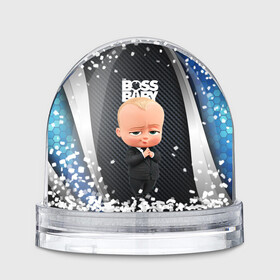Игрушка Снежный шар с принтом BOSS black blue в Петрозаводске, Пластик | Изображение внутри шара печатается на глянцевой фотобумаге с двух сторон | baby | boss | boss baby | босс | босс молокосос | маленький босс | малыш | мальчик | молокосос | ребенок
