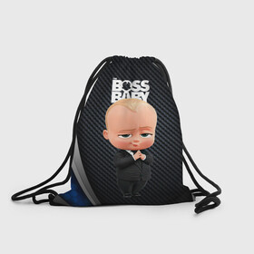 Рюкзак-мешок 3D с принтом BOSS black blue в Петрозаводске, 100% полиэстер | плотность ткани — 200 г/м2, размер — 35 х 45 см; лямки — толстые шнурки, застежка на шнуровке, без карманов и подкладки | baby | boss | boss baby | босс | босс молокосос | маленький босс | малыш | мальчик | молокосос | ребенок