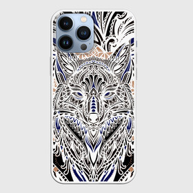 Чехол для iPhone 13 Pro Max с принтом БЕЛАЯ ЭТНИЧЕСКА ЛИСА   WHITE FOX в Петрозаводске,  |  | abstract | fox | fox head | foxy | абстракция | голова лисы | животные | звери | лиса | этническая лиса | этно | этно лиса