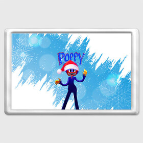 Магнит 45*70 с принтом Новогодний Poppy Playtime. в Петрозаводске, Пластик | Размер: 78*52 мм; Размер печати: 70*45 | 2021 | 2022 | happy new year | play | poppy | poppy playtime | poppyplaytime | time | игра | монстр | новогодний poppy playtime | новый год | праздник | снежинки