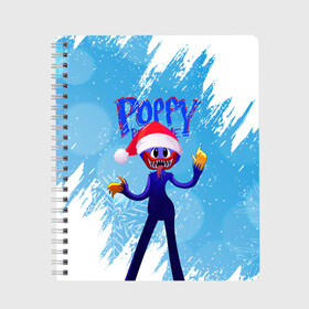 Тетрадь с принтом Новогодний Poppy Playtime. в Петрозаводске, 100% бумага | 48 листов, плотность листов — 60 г/м2, плотность картонной обложки — 250 г/м2. Листы скреплены сбоку удобной пружинной спиралью. Уголки страниц и обложки скругленные. Цвет линий — светло-серый
 | 2021 | 2022 | happy new year | play | poppy | poppy playtime | poppyplaytime | time | игра | монстр | новогодний poppy playtime | новый год | праздник | снежинки