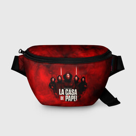 Поясная сумка 3D с принтом БУМАЖНЫЙ ДОМ - LA CASA DE PAPEL - BELLA CIAO в Петрозаводске, 100% полиэстер | плотная ткань, ремень с регулируемой длиной, внутри несколько карманов для мелочей, основное отделение и карман с обратной стороны сумки застегиваются на молнию | bella ciao | la casa de papel | бумажный дом | ла каса де | ла каса де папель | ла каса де пепел | лакаса | сериал | фильм