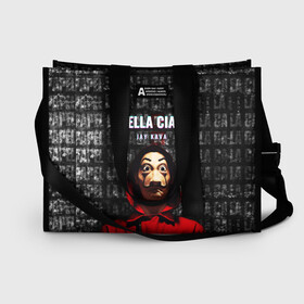 Сумка-шоппер 3D с принтом БУМАЖНЫЙ ДОМ, LA CASA DE PAPEL BELLA CIAO в Петрозаводске, 100% полиэстер | застегивается на металлическую кнопку; внутренний карман застегивается на молнию. Стенки укреплены специальным мягким материалом, чтобы защитить содержимое от несильных ударов
 | bella ciao | la casa de papel | бумажный дом | ла каса де | ла каса де папель | ла каса де пепел | лакаса | сериал | фильм