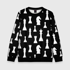 Детский свитшот 3D с принтом Белые шахматные фигуры в Петрозаводске, 100% полиэстер | свободная посадка, прямой крой, мягкая тканевая резинка на рукавах и понизу свитшота | Тематика изображения на принте: checkmate | chess | chess board | chess game | chess pieces | chess player | chessboard | gambit | game | king | pawn | queen | гамбит | игра | король | мат | партия | ферзь | фигуры | шахматист | шахматы