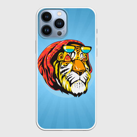 Чехол для iPhone 13 Pro Max с принтом Крутой тигр в шапке и очках в Петрозаводске,  |  | furry | low poly | tiger | восточный тигр | год тигра | голова | кошка | лоу поли | тигр | тигренок | фурри | хищник