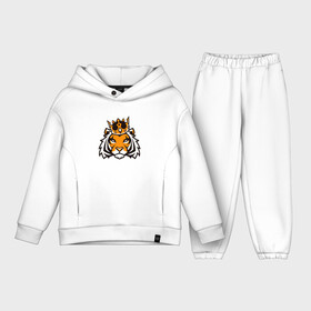 Детский костюм хлопок Oversize с принтом Тигр в короне | Tiger in crown в Петрозаводске,  |  | tiger | восточный тигр | год тигра | голова | кошка | тигр | тигренок | хищник
