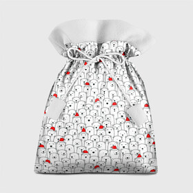 Подарочный 3D мешок с принтом Белые медведи на Рождество в Петрозаводске, 100% полиэстер | Размер: 29*39 см | caps | christmas | new year | polar bears | red hats | santa claus | santas | белые медведи | деды морозы | колпаки | красные шапки | новый год | рождество | санта клаусы
