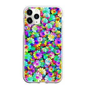 Чехол для iPhone 11 Pro матовый с принтом Rainbow flowers в Петрозаводске, Силикон |  | Тематика изображения на принте: takashi murakami | паттерн | радуга | смайл | такаси мураками | улыбка | цветы