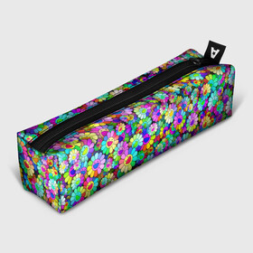 Пенал школьный 3D с принтом Rainbow flowers в Петрозаводске, 100% полиэстер | плотная ткань, застежка на молнии | Тематика изображения на принте: takashi murakami | паттерн | радуга | смайл | такаси мураками | улыбка | цветы
