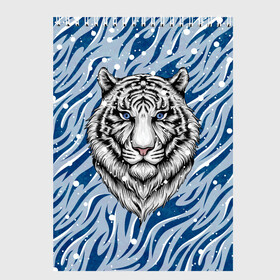 Скетчбук с принтом New Years Tiger / Новогодний Тигр в Петрозаводске, 100% бумага
 | 48 листов, плотность листов — 100 г/м2, плотность картонной обложки — 250 г/м2. Листы скреплены сверху удобной пружинной спиралью | cat | tiger | год тигра | дед мороз | зверь | кошка | новый год | рождество | санта | символ года | снег | снежинка | тигр | хищник