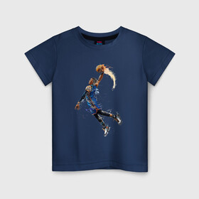 Детская футболка хлопок с принтом Расселл Уэстбрук в Петрозаводске, 100% хлопок | круглый вырез горловины, полуприлегающий силуэт, длина до линии бедер | russell westbrook | баскетболист | данк | лосанджелес лейкерс | мяч | нба | прыжок | расселл уэстбрук