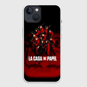 Чехол для iPhone 13 с принтом ГЕРОИ СЕРИАЛА БУМАЖНЫЙ ДОМ - LA CASA DE PAPEL в Петрозаводске,  |  | bella ciao | la casa de papel | бумажный дом | ла каса де | ла каса де папель | ла каса де пепел | лакаса | сериал | фильм