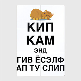 Магнитный плакат 2Х3 с принтом Успокойся и просто поспи в Петрозаводске, Полимерный материал с магнитным слоем | 6 деталей размером 9*9 см | cat | humor | joke | kitten | motto | sleep | slogan | девиз | кот | котёнок | кошка | слоган | сон | шутка | юмор