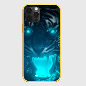 Чехол для iPhone 12 Pro с принтом Неоновый водяной тигр 2022 в Петрозаводске, силикон | область печати: задняя сторона чехла, без боковых панелей | 2022 | водяной тигр | неон | новый год | тигр