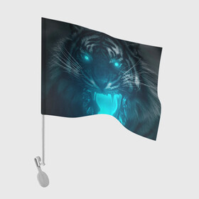 Флаг для автомобиля с принтом Неоновый водяной тигр 2022 в Петрозаводске, 100% полиэстер | Размер: 30*21 см | 2022 | водяной тигр | неон | новый год | тигр