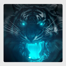 Магнитный плакат 3Х3 с принтом Неоновый водяной тигр 2022 в Петрозаводске, Полимерный материал с магнитным слоем | 9 деталей размером 9*9 см | 2022 | водяной тигр | неон | новый год | тигр