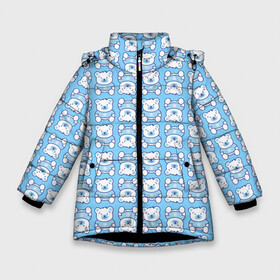 Зимняя куртка для девочек 3D с принтом Новогодний медвежонок голубой в Петрозаводске, ткань верха — 100% полиэстер; подклад — 100% полиэстер, утеплитель — 100% полиэстер. | длина ниже бедра, удлиненная спинка, воротник стойка и отстегивающийся капюшон. Есть боковые карманы с листочкой на кнопках, утяжки по низу изделия и внутренний карман на молнии. 

Предусмотрены светоотражающий принт на спинке, радужный светоотражающий элемент на пуллере молнии и на резинке для утяжки. | медведь | медвежонок | миша | мишка | новый год | снег | снежинки | снежника