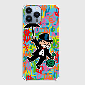 Чехол для iPhone 13 Pro Max с принтом Alec Monopoly Капиталист с деньгами в Петрозаводске,  |  | Тематика изображения на принте: alec monopoly | art | capitalist | graffiti | money | retro | street style | urban style | алек монополи | арт | граффити | деньги | доллар | искусство | капиталист | кляксы | миллионер | монополия | ретро | рисунки | современное искусст