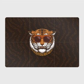 Магнитный плакат 3Х2 с принтом Крутой тигр в очках с цепью в Петрозаводске, Полимерный материал с магнитным слоем | 6 деталей размером 9*9 см | furry | tiger | восточный тигр | год тигра | голова | кошка | тигр | тигренок | фурри | хищник
