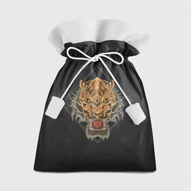 Подарочный 3D мешок с принтом Голова тигра в ромбе в Петрозаводске, 100% полиэстер | Размер: 29*39 см | furry | low poly | tiger | восточный тигр | год тигра | голова | кошка | лоу поли | тигр | тигренок | фурри | хищник