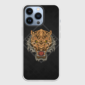 Чехол для iPhone 13 Pro с принтом Голова тигра в ромбе в Петрозаводске,  |  | furry | low poly | tiger | восточный тигр | год тигра | голова | кошка | лоу поли | тигр | тигренок | фурри | хищник