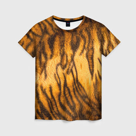 Женская футболка 3D с принтом Шкура тигра 2022 в Петрозаводске, 100% полиэфир ( синтетическое хлопкоподобное полотно) | прямой крой, круглый вырез горловины, длина до линии бедер | 2022 | год тигра | новый год | новый год 2022 | символ года | тигр | тигренок | тигрица | тигры