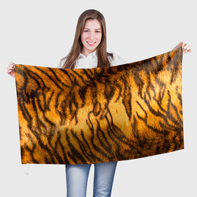 Флаг 3D с принтом Шкура тигра 2022 в Петрозаводске, 100% полиэстер | плотность ткани — 95 г/м2, размер — 67 х 109 см. Принт наносится с одной стороны | 2022 | год тигра | новый год | новый год 2022 | символ года | тигр | тигренок | тигрица | тигры