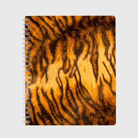 Тетрадь с принтом Шкура тигра 2022 в Петрозаводске, 100% бумага | 48 листов, плотность листов — 60 г/м2, плотность картонной обложки — 250 г/м2. Листы скреплены сбоку удобной пружинной спиралью. Уголки страниц и обложки скругленные. Цвет линий — светло-серый
 | Тематика изображения на принте: 2022 | год тигра | новый год | новый год 2022 | символ года | тигр | тигренок | тигрица | тигры