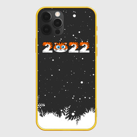 Чехол для iPhone 12 Pro с принтом Новый год 2022 - надпись 2022 в Петрозаводске, силикон | область печати: задняя сторона чехла, без боковых панелей | 2022 | год тигра | новый год | новый год 2022 | символ года | тигр | тигренок | тигрица | тигры