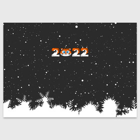 Поздравительная открытка с принтом Новый год 2022 - надпись 2022 в Петрозаводске, 100% бумага | плотность бумаги 280 г/м2, матовая, на обратной стороне линовка и место для марки
 | Тематика изображения на принте: 2022 | год тигра | новый год | новый год 2022 | символ года | тигр | тигренок | тигрица | тигры