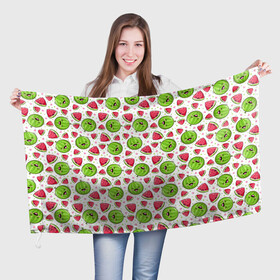 Флаг 3D с принтом Арбузы много арбузов! в Петрозаводске, 100% полиэстер | плотность ткани — 95 г/м2, размер — 67 х 109 см. Принт наносится с одной стороны | арбуз | арбузы | витамина | лето | паттерн | фрукты