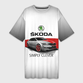 Платье-футболка 3D с принтом Skoda Rapid Sport в Петрозаводске,  |  | rapid | simply clever | skoda | автомобиль | машина | рапид | тачка | чехия | шкода