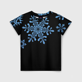 Детская футболка 3D с принтом Минималистичные Снежинки в Петрозаводске, 100% гипоаллергенный полиэфир | прямой крой, круглый вырез горловины, длина до линии бедер, чуть спущенное плечо, ткань немного тянется | зима | минимализм | новый год | снег | снегопад | снежинки