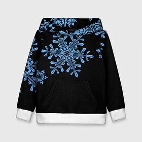 Детская толстовка 3D с принтом Минималистичные Снежинки в Петрозаводске, 100% полиэстер | двухслойный капюшон со шнурком для регулировки, мягкие манжеты на рукавах и по низу толстовки, спереди карман-кенгуру с мягким внутренним слоем | Тематика изображения на принте: зима | минимализм | новый год | снег | снегопад | снежинки