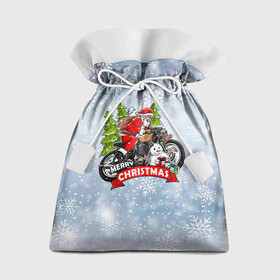 Подарочный 3D мешок с принтом Санта Байкер Santa on the motorbike в Петрозаводске, 100% полиэстер | Размер: 29*39 см | Тематика изображения на принте: bike | christmas | moto | santa | байк | дед мороз | елка | зима | мотоцикл | новый год | подарок | рождество | санта | снег | снеговик | снежинка