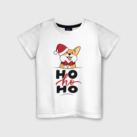 Детская футболка хлопок с принтом Corgi | Ho ho Ho в Петрозаводске, 100% хлопок | круглый вырез горловины, полуприлегающий силуэт, длина до линии бедер | Тематика изображения на принте: 2022 | 2022 год | happy new year | santa | год тигра | дед мороз | каникулы | мороз | новогодний свитер | новый год | новый год 2022 | новый год тигра | оливье | праздник | рождество | санта клаус | свитер новогодний