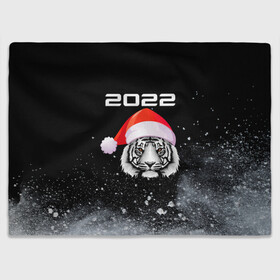 Плед 3D с принтом Новогодний тигр 2022. в Петрозаводске, 100% полиэстер | закругленные углы, все края обработаны. Ткань не мнется и не растягивается | 2022 | happy new year | merry christmas | год тигра | зима близко | нг | новогодний | новогодний тигр | новогодняя символика | новый год | новый год 2022 | рождество | символ 2022 года | снег | снежинки | тигр