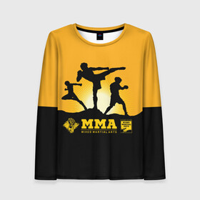 Женский лонгслив 3D с принтом ММА (Mixed Martial Arts) в Петрозаводске, 100% полиэстер | длинные рукава, круглый вырез горловины, полуприлегающий силуэт | bellator | boxing | fight club | mixed martial arts | ufc | айкидо | беллатор | боевые искусства | боец | бои | бои без правил | бойцовский клуб | бокс | борьба | воин | джиуджитсу | дзюдо | единоборства | карате | кикбоксинг